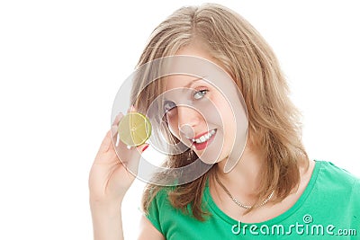 Girl with a lemon Stock Photo