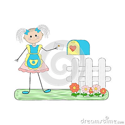 Girl with a letter Vector Illustration