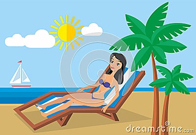 girl lies on the beach Stock Photo