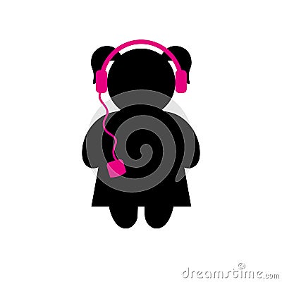 Girl listening music with headphones icon Vector Illustration