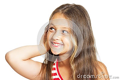 girl listens Stock Photo