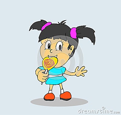 Girl with lollipop cartoon Vector Illustration