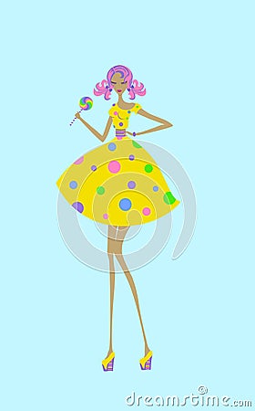 Girl with lollipop illustration. Cartoon Illustration