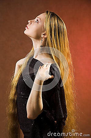 The girl with long hair Stock Photo