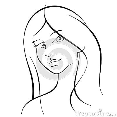 Girl with long hair Vector Illustration