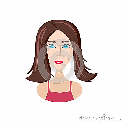 Girl long haircut icon, cartoon style Stock Photo