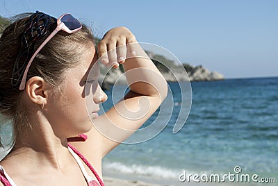 A girl looked at sea Stock Photo