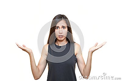 Girl looking away having doubtful and indecisive face expression Stock Photo