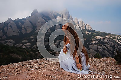 Girl looking into the distance Stock Photo