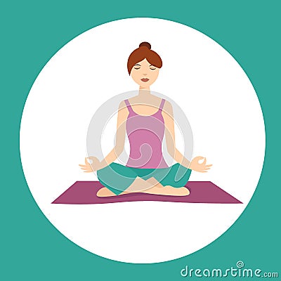 Girl In Lotus Yoga Position. Vector Vector Illustration