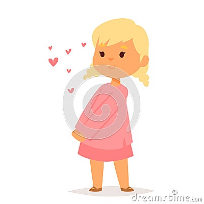 Girl in love vector character happy smiling kid romantic woman amorousness together adult relationship. Vector Illustration