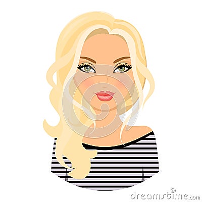 The girl is lovely. Avatar. Blonde hair.Cartoon. Icon. Vector Illustration