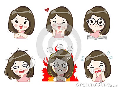 The girl in many gestures Vector Illustration