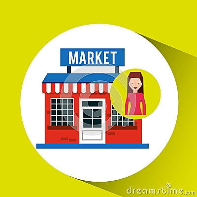 Girl market shopping gift buying Vector Illustration