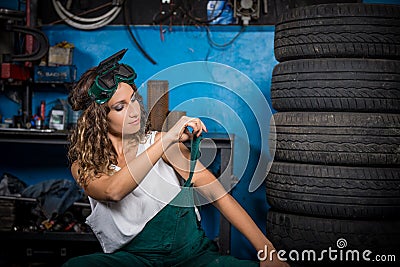 Job in the service station. Stock Photo