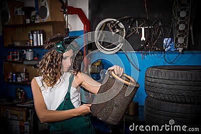 Job in the service station. Stock Photo