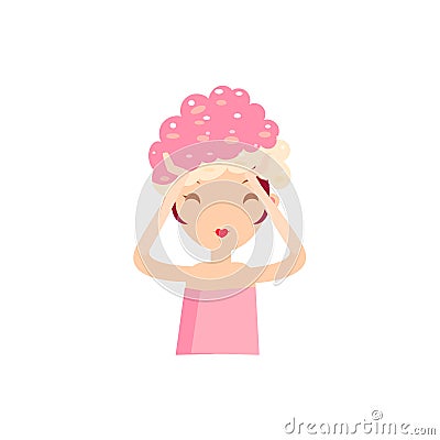 Girl Massaging The Hair And Head Vector Illustration
