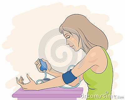 Girl measuring pressure Vector Illustration