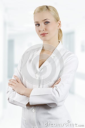 Girl in medical suit Stock Photo