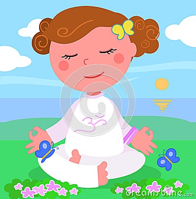 Girl in meditation pose vector Vector Illustration