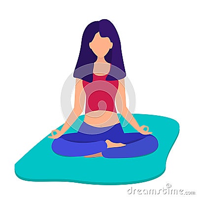 The girl meditates. Girl is doing yoga Vector Illustration