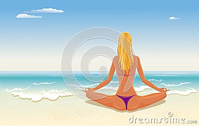 Girl meditating Vector Illustration
