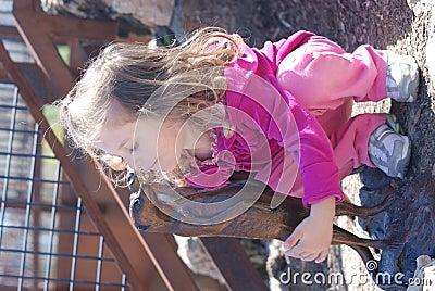 Girl and meerkat Stock Photo