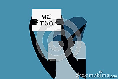A woman holding a `Me Too` placard Vector Illustration