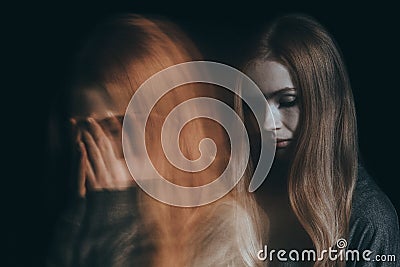 Girl with a mental disorder Stock Photo