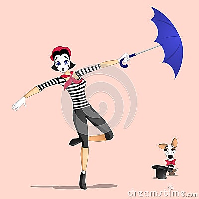 Girl mime performance Stock Photo