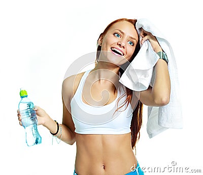 Girl with mineral water Stock Photo