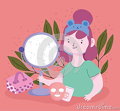 girl mirror mask Vector Illustration