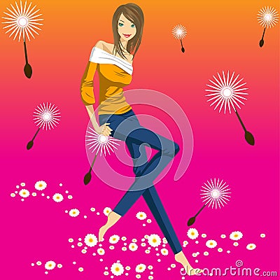 Girl Model Vector Illustration