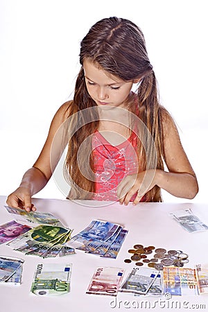 Girl with money Stock Photo