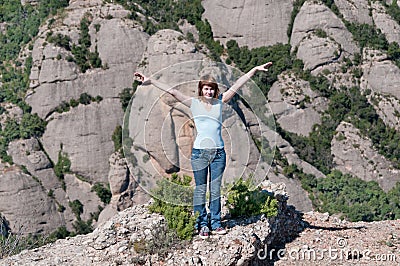 Girl in Montserrat mountain Stock Photo