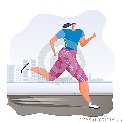 Girl on a morning run . Vector Illustration