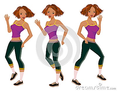 Girl motion movements sports isolated Vector Illustration