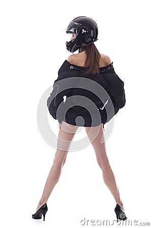 Girl with motorcycle helmet Stock Photo