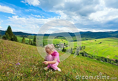 Girl in a mountain walk Stock Photo
