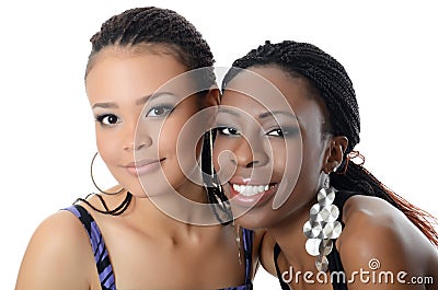 The girl the mulatto and the black girl Stock Photo