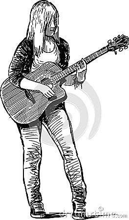 Girl musician Vector Illustration