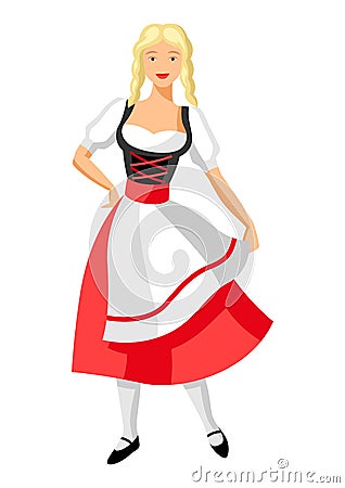 Girl in national costume of Germany. Vector Illustration