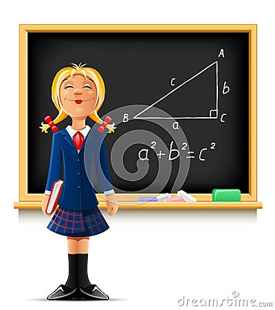 Girl near school blackboard Vector Illustration