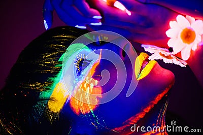 Girl neon light Stock Photo