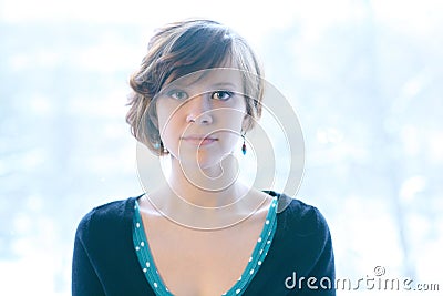 girl and the neutral emotion Stock Photo