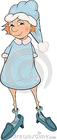 The girl in a New Year's suit of a snowflake. Car Vector Illustration