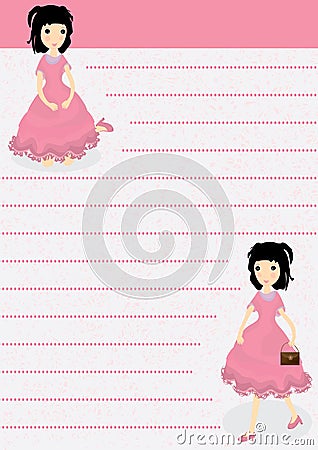 Girl Notepaper_eps Vector Illustration