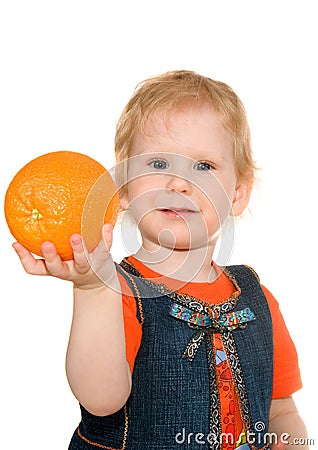 Girl with orange Stock Photo