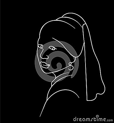 Girl with a Pearl Earring. Vector illustration. Vector Illustration