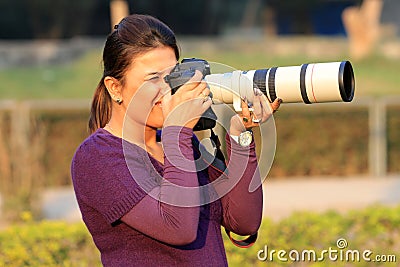Girl photographer Stock Photo